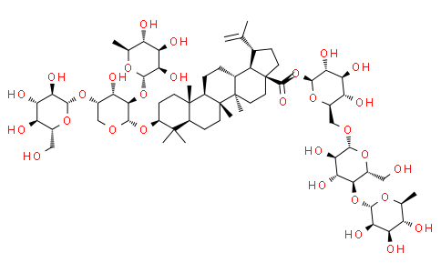 3-O-D-glucopyranosyl( 1→3)-L-rhamnopyranosyl(1→2)-L-arabinopyranosyl Oleanolic acid – 28-O-rhamnopyranosyl(1→4)glucopyranosyl(1→6)glucopyranoside