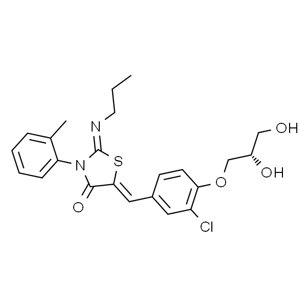 (Z)-5-((Z)-3-chloro-4-((S)-2,3-dihydroxypropoxy)benzylidene)-2-(propylimino)-3-(o-tolyl)thiazolidin-4-one
