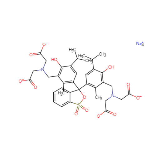 Acetic acid,[3H-2,1-benzoxathiol-3-ylidenebis[(6-hydroxy-5-isopropyl-2-methyl-m-phenylene)methylenenitrilo]]tetra-, S,S-dioxide, tetrasodium salt