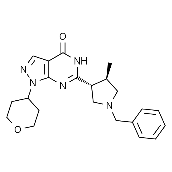 4H-Pyrazolo[3,4-d]pyrimidin-4-one, 1,5-dihydro-6-[(3R,4R)-4-methyl-1-(phenylmethyl)-3-pyrrolidinyl]-1-(tetrahydro-2H-pyran-4-yl)-, rel-