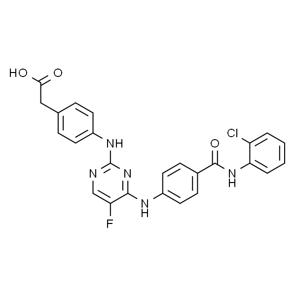 2-(4-(4-(4-(2-chlorophenylcarbamoyl)phenylamino)-5-fluoropyrimidin-2-ylamino)phenyl)acetic acid