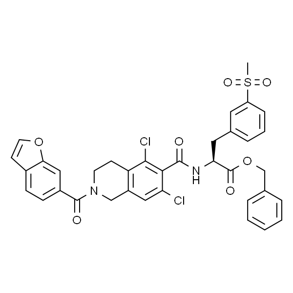 benzyl (S)-2-(2-(benzofuran-6-carbonyl)-5,7-dichloro-1,2,3,4-tetrahydroisoquinoline-6-carboxamido)-3-(3-(methylsulfonyl)phenyl)propanoate