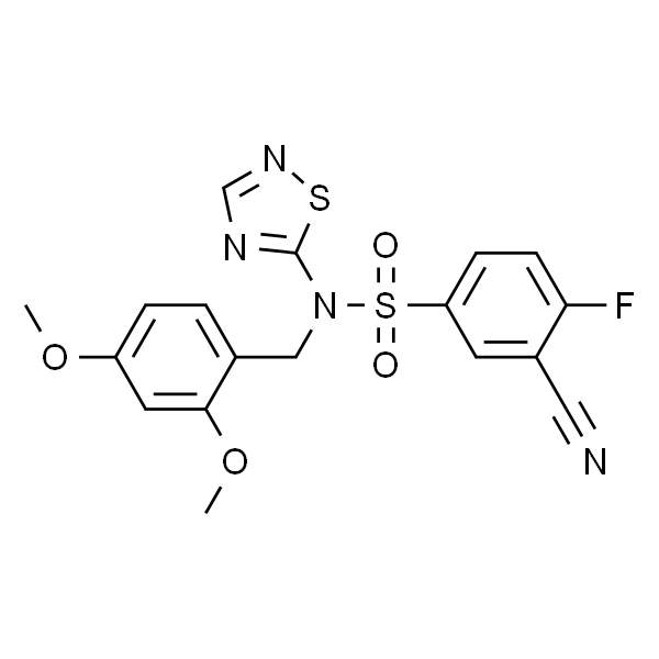 3-cyano-N-(2,4-dimethoxybenzyl)-4-fluoro-N-(1,2,4-thiadiazol-5-yl)benzenesulfonamide