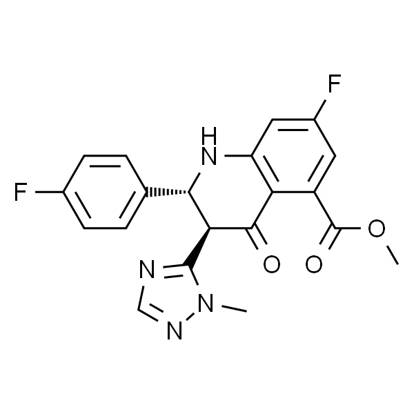 5-Quinolinecarboxylic acid,7-fluoro-2-(4-fluorophenyl)-1,2,3,4-tetrahydro-3-(1-methyl-1H-1,2,4-triazol-5-yl)-4-oxo-,methyl ester,(2R,3R)-