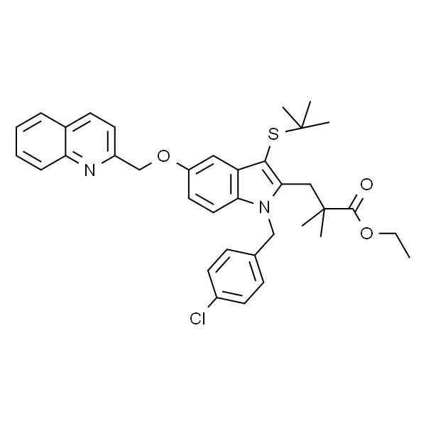 1H-Indole-2-propanoic acid, 1-[(4-chlorophenyl)methyl]-3-[(1,1-dimethylethyl)thio]-α,α-dimethyl-5-(2-quinolinylmethoxy)-, ethyl ester