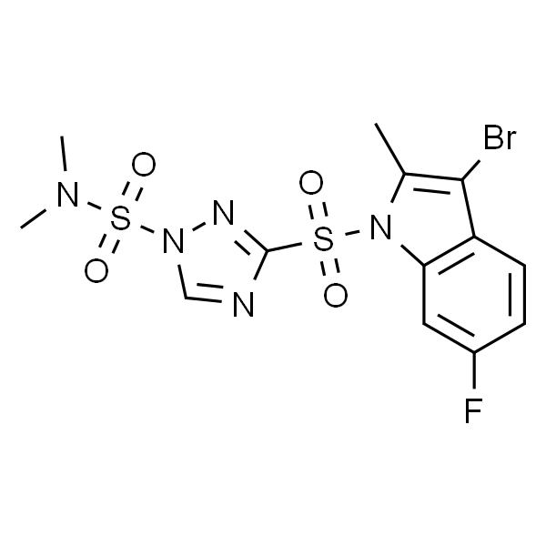 3-((3-Bromo-6-fluoro-2-methyl-1H-indol-1-yl)sulfonyl)-N,N-dimethyl-1H-1,2,4-triazole-1-sulfonamide