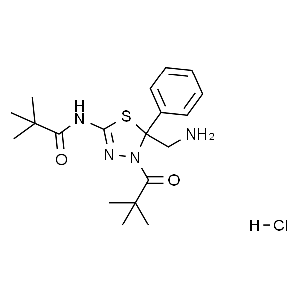 propanamide, N-[5-(aminomethyl)-4-(2,2-dimethyl-1-oxopropyl)-4,5-dihydro-5-phenyl-1,3,4-thiadiazol-2-yl]-2,2-dimethyl-, monohydrochloride