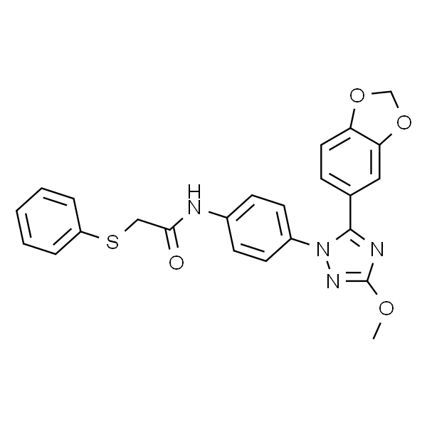 N-[4-[5-(1,3-BENZODIOXOL-5-YL)-3-METHOXY-1H-1,2,4-TRIAZOL-1-YL]PHENYL]-2-(PHENYLTHIO)ACETAMIDE